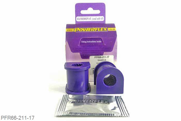 PFR66-211-17, Saab 9-5 (1998-2010) YS3E, Rear Anti Roll Bar Bush 17mm PFR66-211-17 fits Aero models only. Use PFR66-210-17 for non-Aero models. 17mm, 2 stuk(s) benodigd  per auto, 2 stuk(s) in verpakking, prijs per set van 2 stuk(s)