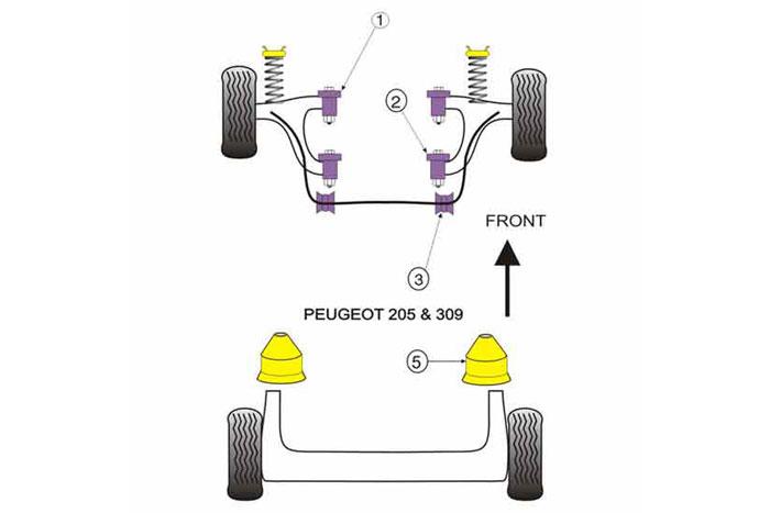 BS007, Peugeot 205 Gti and 309 Gti, Rear Bump Stop This bump stop fits the rear of the Peugeot 205 GTi, 309 GTi and 306, 2 stuk(s) benodigd  per auto, 2 stuk(s) in verpakking, prijs per set van 2 stuk(s)