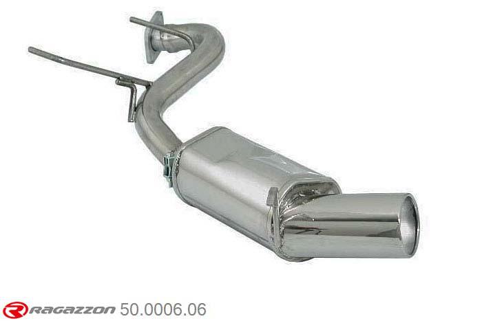 50.0006.06, Alfa Romeo GTV(916) / SPIDER 2.0 V6 Turbo (148Kw) 1995-, Stainless steel rear silencer with round tail pipe 102 mm pipe outer diameter 60mm