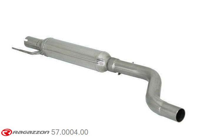 57.0004.00, Fiat Punto (typ176) 1.4 GT Turbo (96kW) 1998 -, Stainless steel centre silencerCut of the original centre silencer towards the rear silencer. The installation on the original rear silencer requires a modification of the original coupling. inner input diameter 56mm pipe outer diameter 60mm outer outlet diameter 55mm