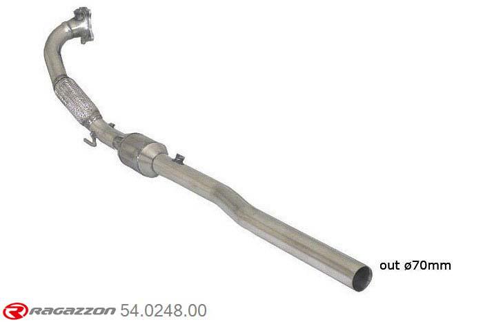 54.0248.00, VW Golf VI 2.0 GTI TSI (155kW) Oversized Diameter 70mm 2009-, Metallic catalyst 200cpsi - Oversized exhaust pipe diameter 70 mmOversized exhaust pipe diameter. Not compatible with the pipe diameter of the original centre silencer. pipe outer diameter 70mm outer outlet diameter 70mm