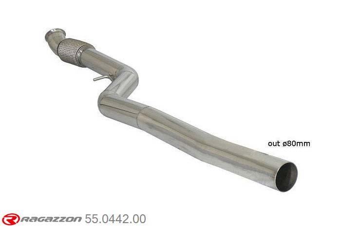 55.0442.00, BMW 3series F30-F31-F35 F30(Sedan) 335i (225kW) 2012-, Stainless steel centre pipe group NCut of the original centre silencer towards the rear silencer. The installation on the original rear silencer requires a modification of the original coupling. pipe outer diameter 76mm outer outlet diameter 80