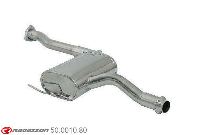 50.0010.80, Fiat Coupe (typ175) 2.0 16V Turbo (143kW) 11/1993 - 1996, Stainless steel centre silencerCut of the original centre silencer towards the rear silencer. The installation on the original rear silencer requires a modification of the original coupling. pipe outer diameter 54mm