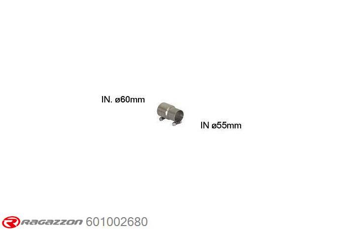 601002680, Audi A3 (typ 8V) 2012- 1.4TFSI (103kW) 2013-2014, Connecting sleeve for the installation of 55.0144.00 / 54.0076.00 / 57.0096.00 on the original rear muffler