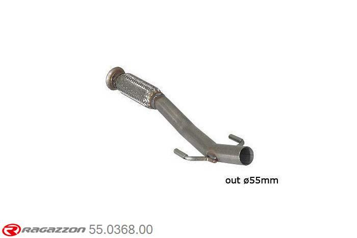 55.0368.00, Peugeot 208 XY 1.6 16V THP (115kW) 2012-, Stainless steel front pipe with flexibleCut of the original flexible pipe towards the centre silencer. The installation on the original centre silencer requires a modification of the original coupling. pipe outer diameter 54mm outer outlet diameter 55mm