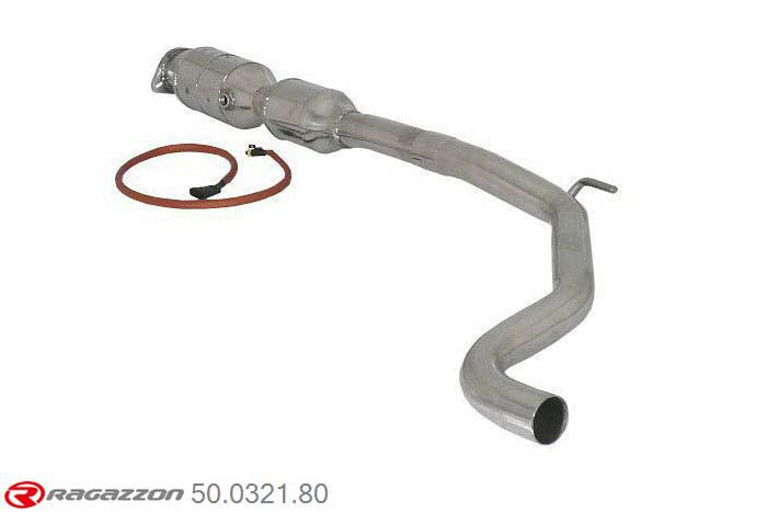 hoofdafbeelding 50.0321.80, Abarth Grande Punto Evo Abarth 1.4 Turbo Multiair (120kW) 10/2009-, Metallic catalyst + Stainless steel centre silencer - Oversized exhaust pipe diameter 60 mmCut of the original centre silencer. For the installation on the original rear silencer is necessary to order a coupling, which is indicated in the catalogue., To be instaled together with 55.0191.00 pipe outer diameter 60mm outer outlet diameter 60mm