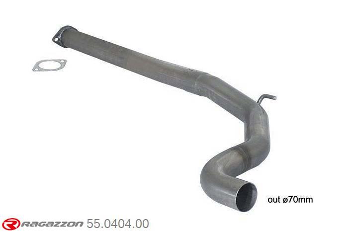 hoofdafbeelding 55.0404.00, Abarth Grande Punto Evo Abarth 1.4 Turbo Multiair (120kW) Oversized Diameter 70mm 10/2009-, Stainless steel centre pipe group N - Oversized exhaust pipe diameter 70 mmOversized exhaust pipe diameter. Not compatible with the pipe diameter of the original line. pipe outer diameter 70mm outer outlet diameter 70mm