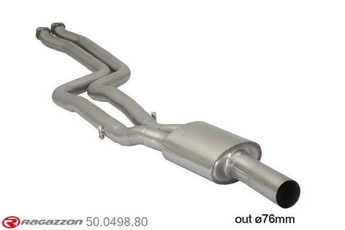 50.0498.80, BMW 1series E81-E82-E87-E88 E82 M Coupe (250kW) 2011-2012, 2nd stainless steel cat replacement pipe group N + Stainless steel centre silencer - to be installed with Ragazzon's rear silencerOversized exhaust pipe diameter. Not compatible with the pipe diameter of the original line. pipe outer diameter 60mm outer outlet diameter 76mm