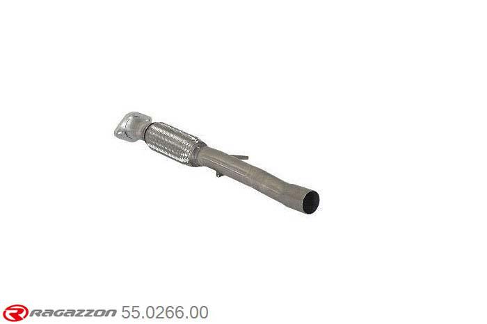 55.0266.00, Fiat 500 (typ312) 1.4 16V (74kW) 07/2007-, Stainless steel front pipe with flexible - install with 57.0049.00 / 55.0119.00Cut of the original flexible pipe towards the centre silencer. The installation on the original centre silencer requires a modification of the original coupling., To be instaled together with 57.0049.00 - 55.0119.00 pipe outer diameter 50mm outer outlet diameter 50mm