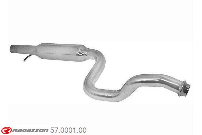 57.0001.00, Audi A3 (typ 8L) 1996-2003 1.6 (74/75kW) 1996-, Stainless steel centre silencerCut of the original centre silencer towards the rear silencer. The installation on the original rear silencer requires a modification of the original coupling. outer input diameter 50mm pipe outer diameter 50mm
