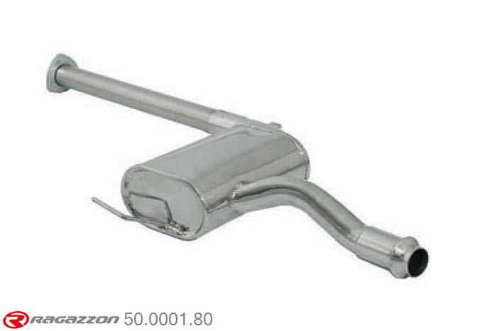 50.0001.80, Alfa Romeo 145 1.3 IE -1.6 IE - 1.7 16V 1994 - 1996, Stainless steel centre silencerCut of the original centre silencer towards the rear silencer. The installation on the original rear silencer requires a modification of the original coupling. pipe outer diameter 54mm