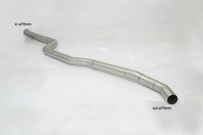 55.0429.00, BMW X3 (E83 / F25) F25 xDrive 30d (190kW) 03/2011-, Stainless steel centre pipe - Oversized exhaust pipe diameter 70 mmCut of the original centre silencer towards the rear silencer. The installation on the original rear silencer requires a modification of the original coupling. inner input diameter 70mm pipe outer diameter 70mm outer outlet diameter 70mm