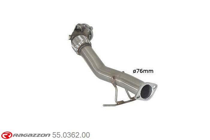 55.0362.00, Ford Focus II RS 2.5 Turbo (224kW) Oversized Diameter 76mm 2009-, Downpipe inox - Oversized exhaust pipe diameter 76 mmOversized exhaust pipe diameter. Not compatible with the pipe diameter of the original centre silencer. pipe outer diameter 76mm