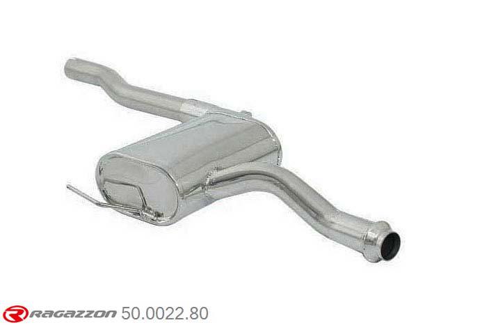 50.0022.80, Alfa Romeo 145 1.9 JTD 1999-, Stainless steel centre silencerCut of the original centre silencer towards the rear silencer. The installation on the original rear silencer requires a modification of the original coupling. inner input diameter 48mm pipe outer diameter 54mm