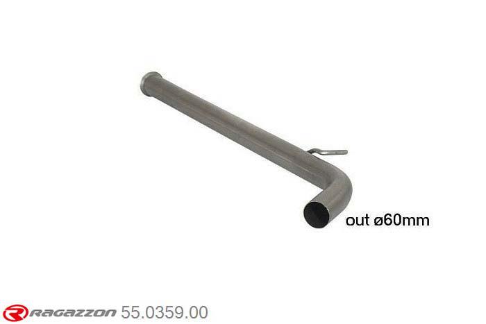 55.0359.00, Renault Clio IV RS 1.6 Turbo (147kW) 2013-, Stainless steel centre pipe group NCut of the original centre silencer towards the rear silencer. The installation on the original rear silencer requires a modification of the original coupling. pipe outer diameter 60mm outer outlet diameter 60mm