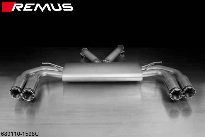 689110 1598C, Porsche Cayenne II S V8 Type 958, Year 2010- , 4.8l V8 294 kW (M4802), Remus Stainless steel sport exhaust system L/R, 4 stainless steel Street Race tail pipes round 98 mm, EU approved for road usage