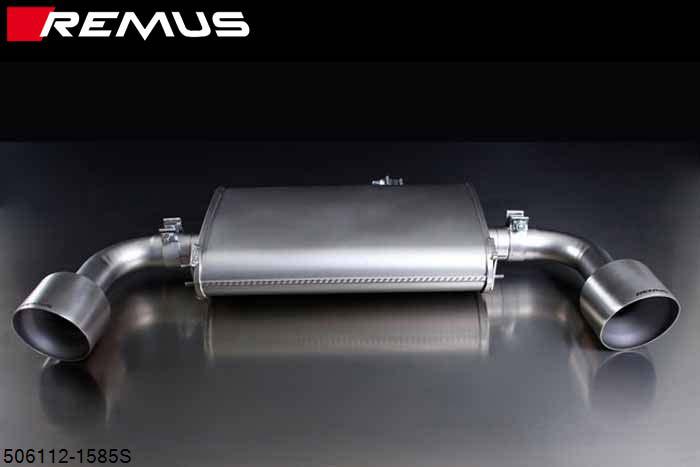 506112 1585S, Mercedes A-Class W176, Year 2012- , AYear 200 1.6l 90 kW (270910), AYear 200 1.6l 115 kW (270910), A250 2.0l 155 kW (270920), AYear 200CDI 1.8l 80 kW (651901), AYear 200CDI 1.8l 100 kW (651901), A180CDI 1.5l 80 kW (K9K), Remus Sport exhaust L/R, with 2 tail pipes round 127 mm angled