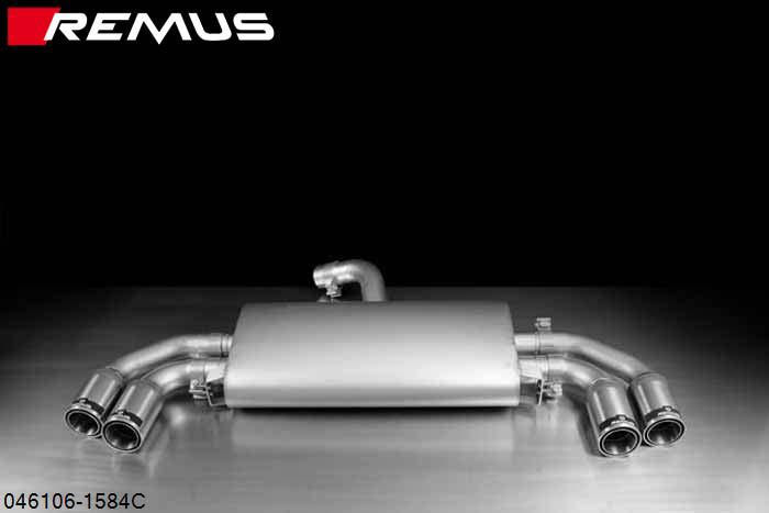 046106 1584C, Audi TT, type 8J, Year 2007- , 1.8l TFSI 118 kW (CDAA), 2.0l TFSI 147 kW (BWA), Remus Sport exhaust centered L/R, with 4 tail pipes round 84 mm Street Race