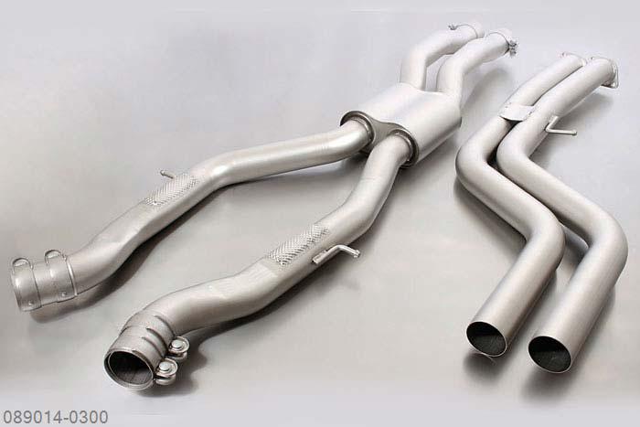 089014 0300, BMW M3 F80 Sedan, Year 2014- , 3.0l 317 kW (S55B30), Remus RACING X-pipe RESONATED front section (eliminating front silencer and secondary catalytic converters), without homologationOriginal tube round 65 mm, REMUS tube round 70 mm