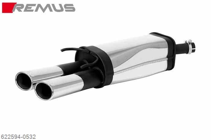 622594 0532, Opel Tigra A Coupe, Type S93, 1994- , 1.4l 66 kW, 1.6l 78 kW, Remus Sport exhaust with 2 tail pipes 82x67 mm