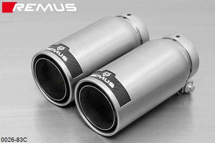 0026 83C, BMW 3 Series E30, 3/1, Sedan / Touring / Coupe 320i / 325i with Cat, Remus Tail pipe set 2 tail pipes round 84 mm Street Race, with adjustable spherical clamp connection
