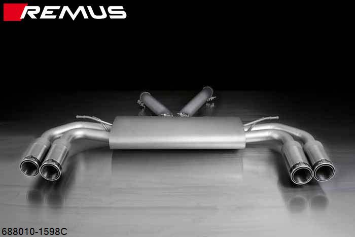 688010 1598C, Porsche Cayenne II S V8 Type 958, Year 2010- , 4.8l V8 294 kW (M4802), Remus RACING stainless steel sport exhaust system L/R, 4 stainless steel Street Race tips round 98 mm, without homologation