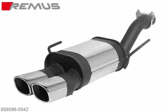 959096 0542, VW Golf III Syncro, type 1HXO, 1995- , 1.8l 66 kW, 2.9l VR6 140 kW, 1.9l TDI 66 kW, Remus Sport exhaust with 2 tail pipes 92x78 mm angled