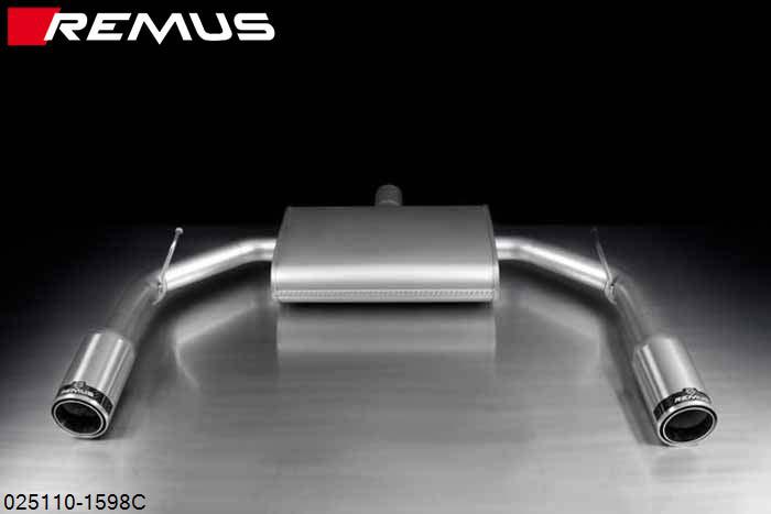 025110 1598C, Alfa Romeo Giulietta, type 940, Year 2010-Year 2015 (not Facelift), 1.4l TB 88 kW (198A4000), 1.4l TB Multiair 125 kW (940AYear 2000), Remus Sport exhaust centered L/R, with 2 tail pipes round 98 mm Street Race