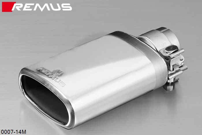 0007 14M, Audi A3, type 8P, Year 2003- , 2.0l FSI 110 kW, 2.0l TFSI 147 kW, 1.9l TDI 77 kW, 2.0l TDI 100 / 103 / 125 kW, Remus 1 tail pipe 142x72 mm