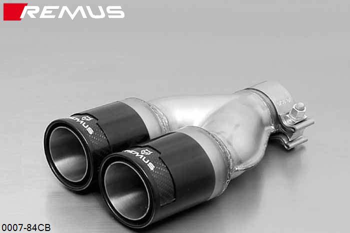 0007 84CB, Audi A3, type 8P, Year 2003- , 2.0l FSI 110 kW, 2.0l TFSI 147 kW, 1.9l TDI 77 kW, 2.0l TDI 100 / 103 / 125 kW, Remus 2 tail pipes round 84 mm Street Race Black Chrome