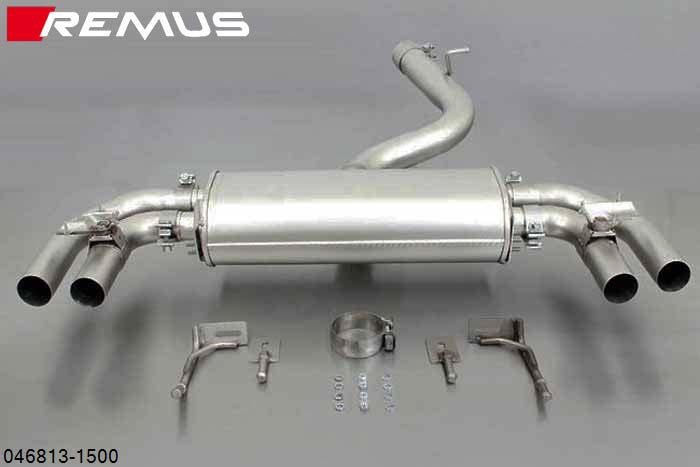 046813 1500, Audi S/RS S3 Quattro, type 8V, Year 2013- , S3 Sportback Quattro, type 8V, Year 2013- , 2.0l TFSI 221 kW (CJXC), Remus Sport exhaust centered for L/R system (without tail pipes)with 2 integrated valves, incl. EEC homologationThe activation of the valve is carried out using the original actuator via the vehicle onboard electronics.