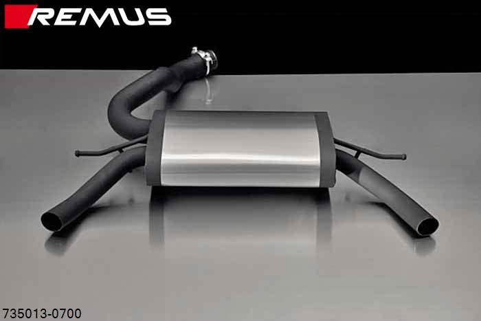 735013 0700, Renault Clio IV RS, type X98, Year 2013- , 1.6l EDC 147 kW (MR16DDT), Remus Sport exhaust centered, pipe round 65 mm, fits to original tail pipe, fits on original front silencer