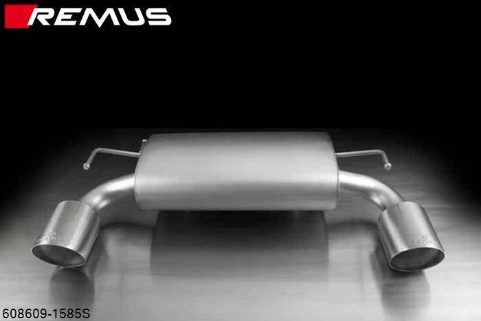 608609 1585S, Nissan 370Z Coupe and Cabrio, type Z34, Year 2010- , 3.7l 241/243 kW (VQ37), Remus Sport exhaust centered L/R, with 2 tail pipes round 127 mm angled
