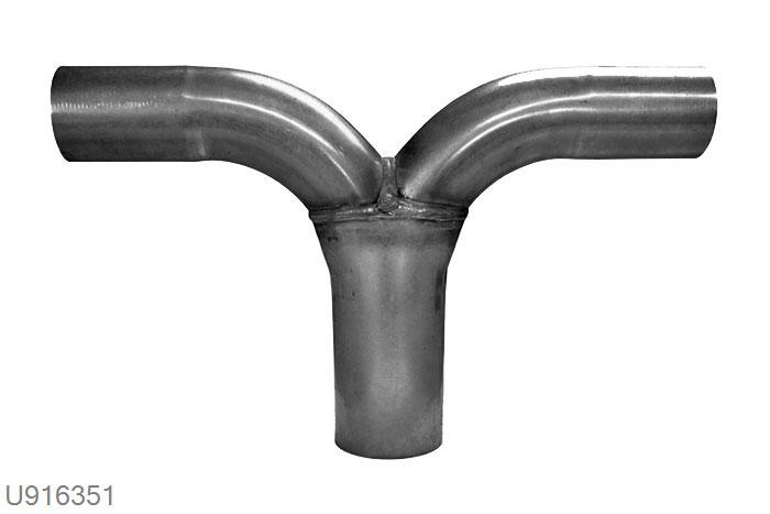 U916351, T-stuk 63,5 naar 2x 50,8mm, 63,5mm (2,5 inch), Staal, Universeel, Simons, 63,5mm (2,5 inch) binnendiameter, klem verbinding (wordt geleverd zonder klem)