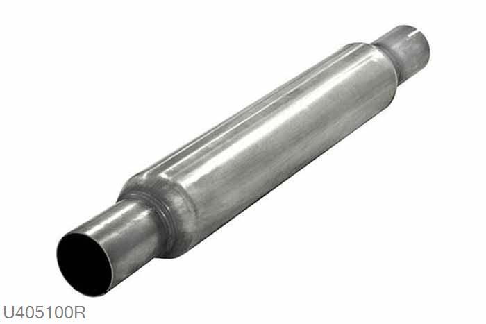 U405100R, demper Micro rond 80mm, Lengte 410mm, 50,8mm (2 inch), RVS, Simons, 50,8mm (2 inch) binnendiameter, klem verbinding (wordt geleverd zonder klem)