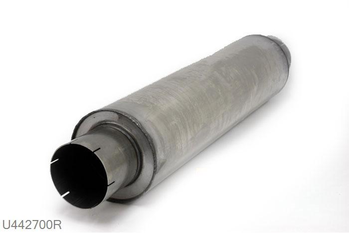 U442700R, Demper 200x830, 127mm (5 inch), RVS, Simons, Buitendiameter 127mm (5 inch), aan een kant opgetrompt naar 127mm (5 inch) binnendiameter