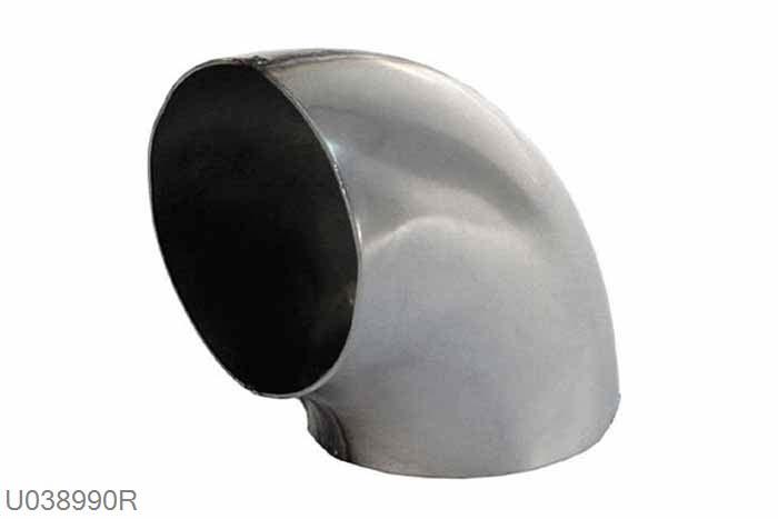 , U038990R, 90 graden knik, 90mm (3,5 inch), RVS, Simons, Buitendiameter 90mm (3,5 inch), aan een kant opgetrompt naar 90mm (3,5 inch) binnendiameter