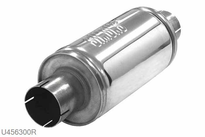 U456300R, demper Handy rond 125, Lengte 250mm, 63,5mm (2,5 inch), RVS, Simons, 63,5mm (2,5 inch) binnendiameter, klem verbinding (wordt geleverd zonder klem)