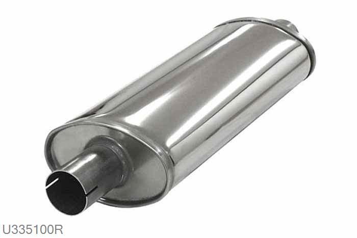 U335100R, demper Medium ovaal 100/165, Lengte 420mm, 50,8mm (2 inch), RVS, Simons, 50,8mm (2 inch) binnendiameter, klem verbinding (wordt geleverd zonder klem)