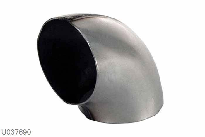 U037690, 90 graden knik, 76mm (3 inch), Staal, Simons, Universeel, Buitendiameter 76mm (3 inch), aan een kant opgetrompt naar 76mm (3 inch) binnendiameter