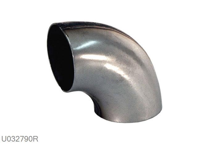 U032790R, 90 graden knik, 127mm (5 inch), RVS, Simons, Buitendiameter 127mm (5 inch), aan een kant opgetrompt naar 127mm (5 inch) binnendiameter