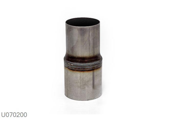 U070200, verloopbus drietraps 89-100-102mm, 101,6mm (4 inch), Staal, Simons, Buitendiameter 101,6mm (4 inch), aan een kant opgetrompt naar 101,6mm (4 inch) binnendiameter