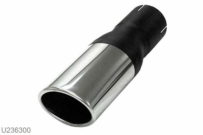 U236300, eindstyling Ellips 70/90mm, 63,5mm (2,5 inch), RVS, Simons, 63,5mm (2,5 inch) binnendiameter, klem verbinding (wordt geleverd zonder klem)