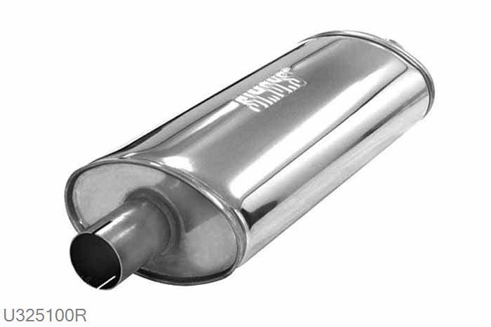 U325100R, demper Big ovaal 111/185, Lengte 420mm, 50,8mm (2 inch), RVS, Simons, 50,8mm (2 inch) binnendiameter, klem verbinding (wordt geleverd zonder klem)