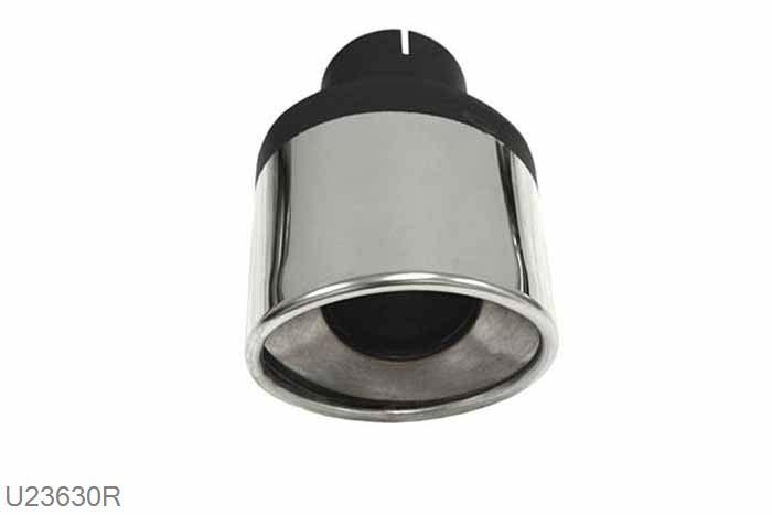 U23630R, eindstyling Ellips right 90/120mm, 63,5mm (2,5 inch), RVS, Simons, 63,5mm (2,5 inch) binnendiameter, klem verbinding (wordt geleverd zonder klem)