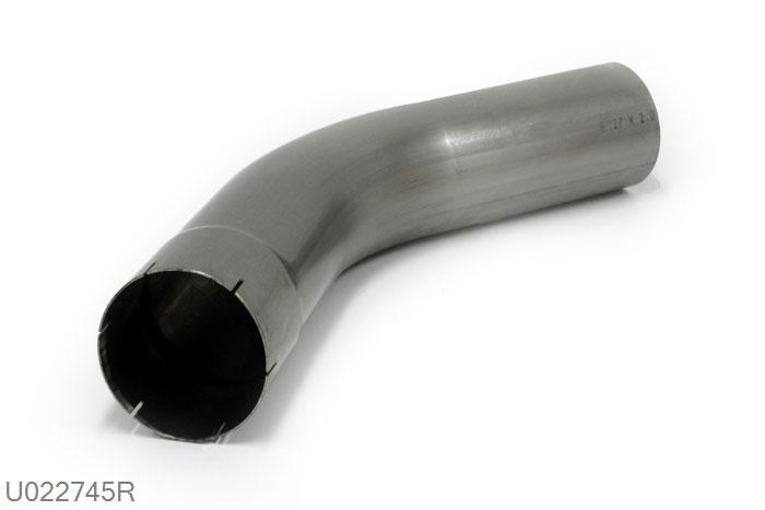 U022745R, 45 graden bocht, 127mm (5 inch), RVS, Simons, Buitendiameter 127mm (5 inch), aan een kant opgetrompt naar 127mm (5 inch) binnendiameter