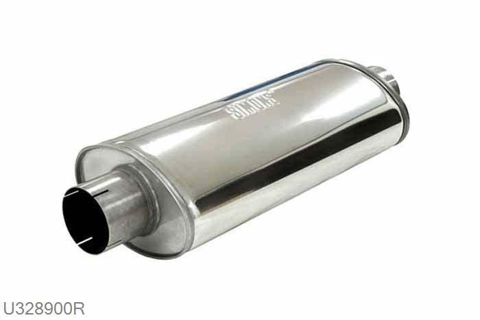 , U328900R, demper Grand ovaal 140/220, Lengte 500mm, 90mm (3,5 inch), RVS, Simons, 90mm (3,5 inch) binnendiameter, klem verbinding (wordt geleverd zonder klem)