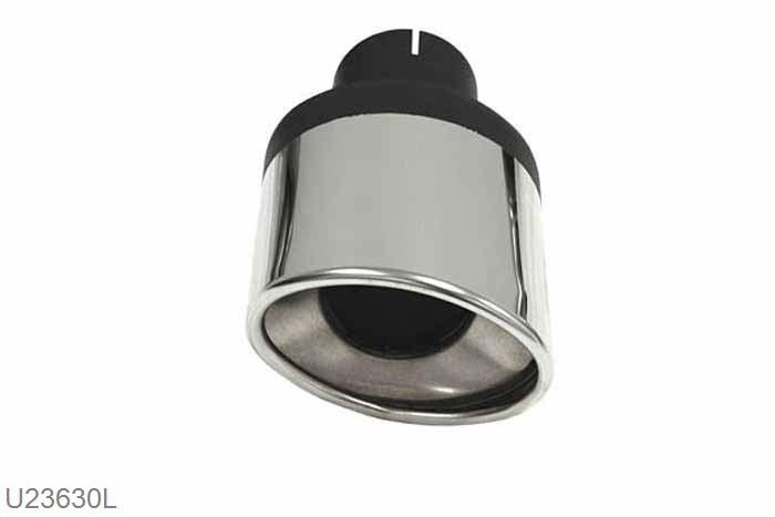 U23630L, eindstyling Ellips left 90/120mm, 63,5mm (2,5 inch), RVS, Simons, 63,5mm (2,5 inch) binnendiameter, klem verbinding (wordt geleverd zonder klem)