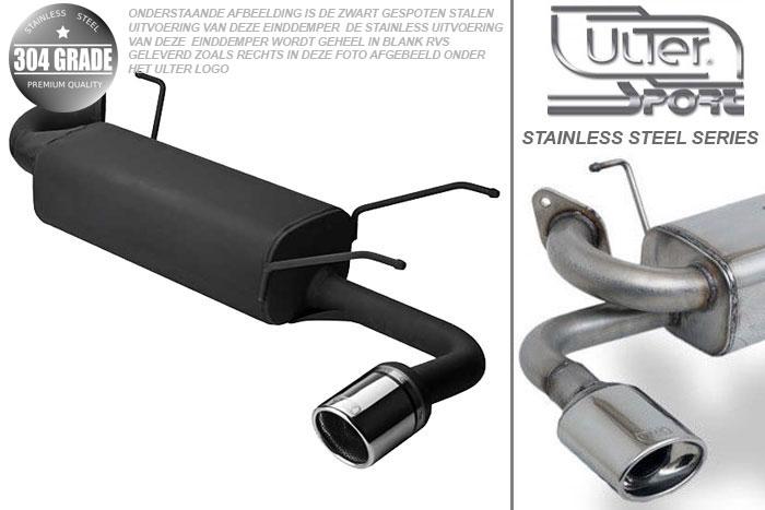 Ulter Sport, Einddemper, Geheel RVS, Enkel Rond 90mm, Mazda, MX5 typ NB, 1.6 81kW, 1.8 103kW, 98-, Pasklaar, Past op originele middendemper/katalysator