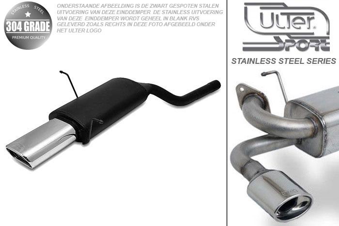 Ulter Sport, Einddemper, Geheel RVS, Enkel plat ovaal 145x75mm, BMW, E46, 320i 110kW, 323i 125kW, 328i 142kW, 98- SEDAN. COUPE. TOURING, Pasklaar, Past op originele middendemper/katalysator
